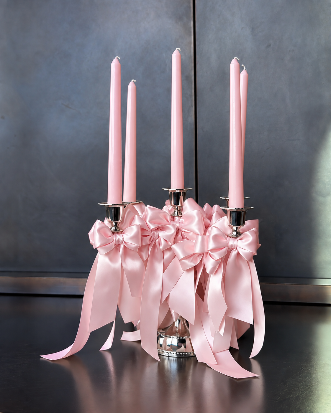 5-Arm Satin Bow Candelabra