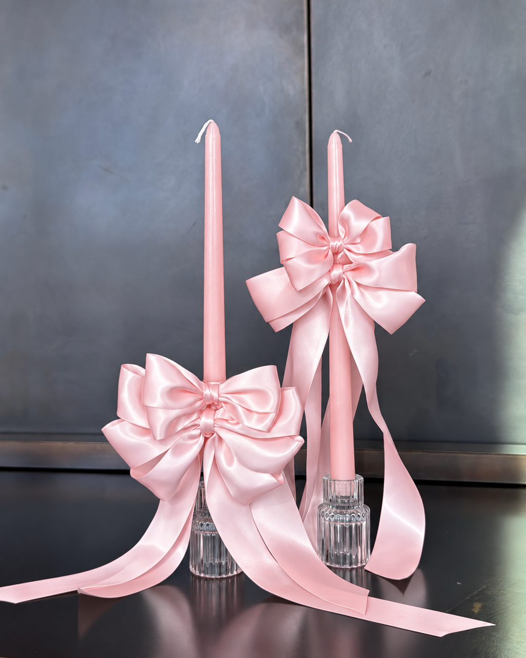 Satin Bow Taper Candles