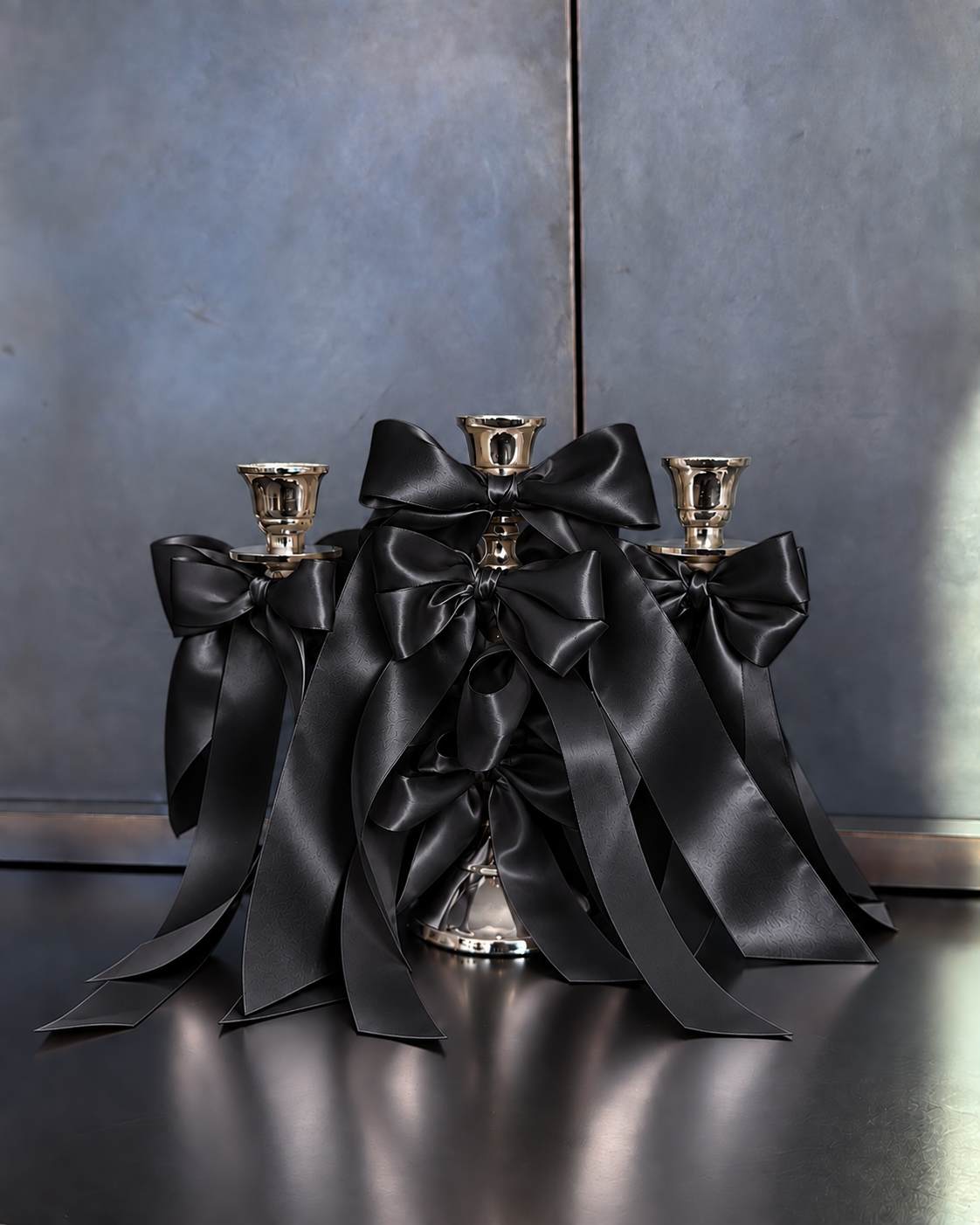 3-Arm Satin Bow Candelabra