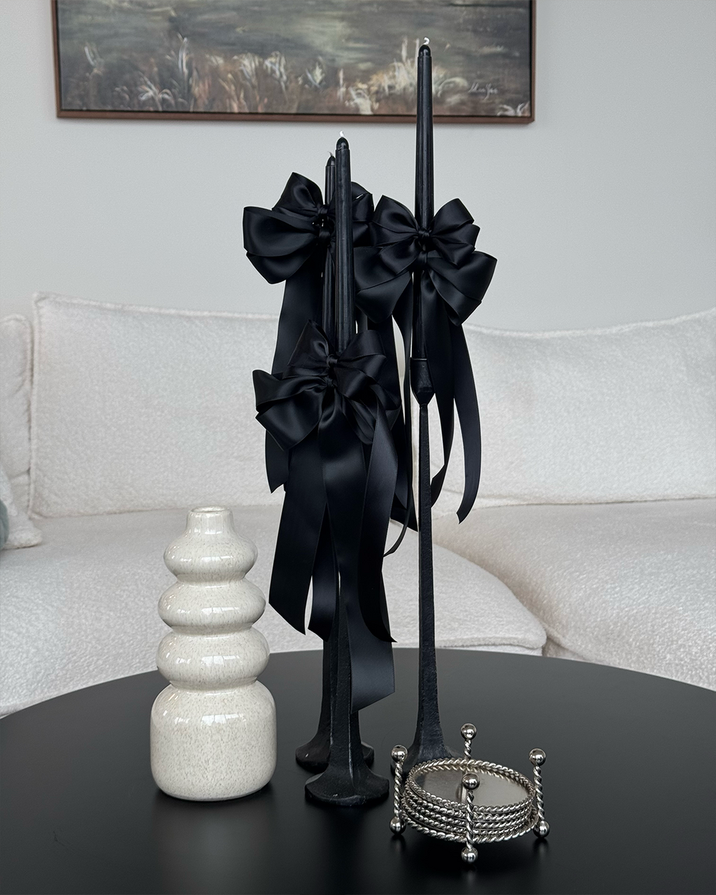 Satin Bow Taper Candles