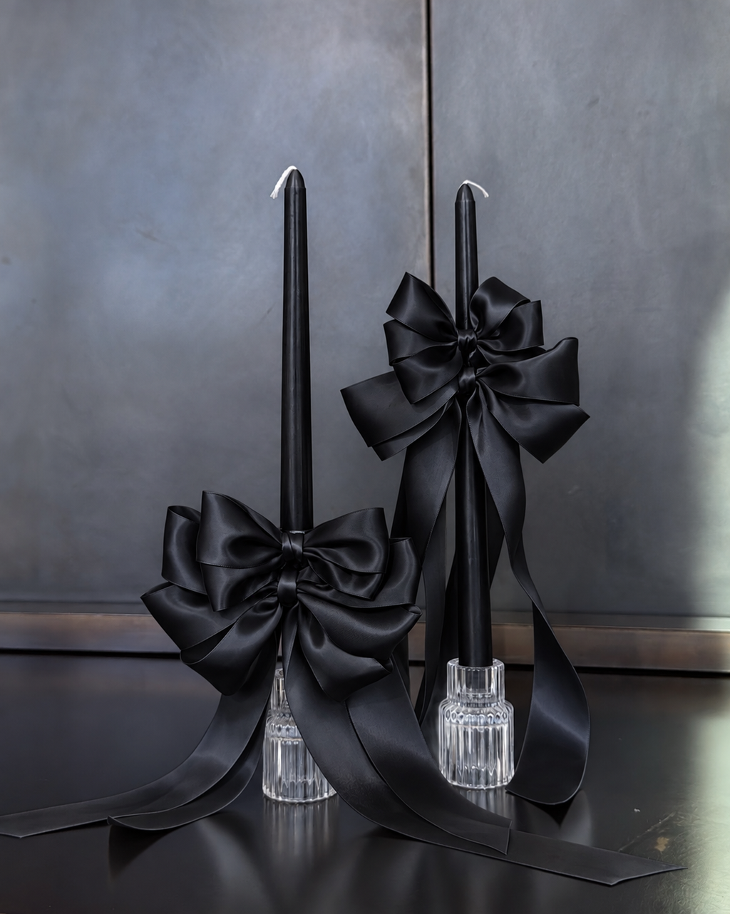 Satin Bow Taper Candles
