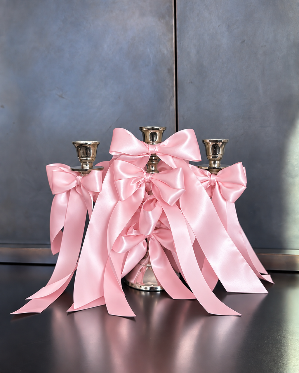 3-Arm Satin Bow Candelabra