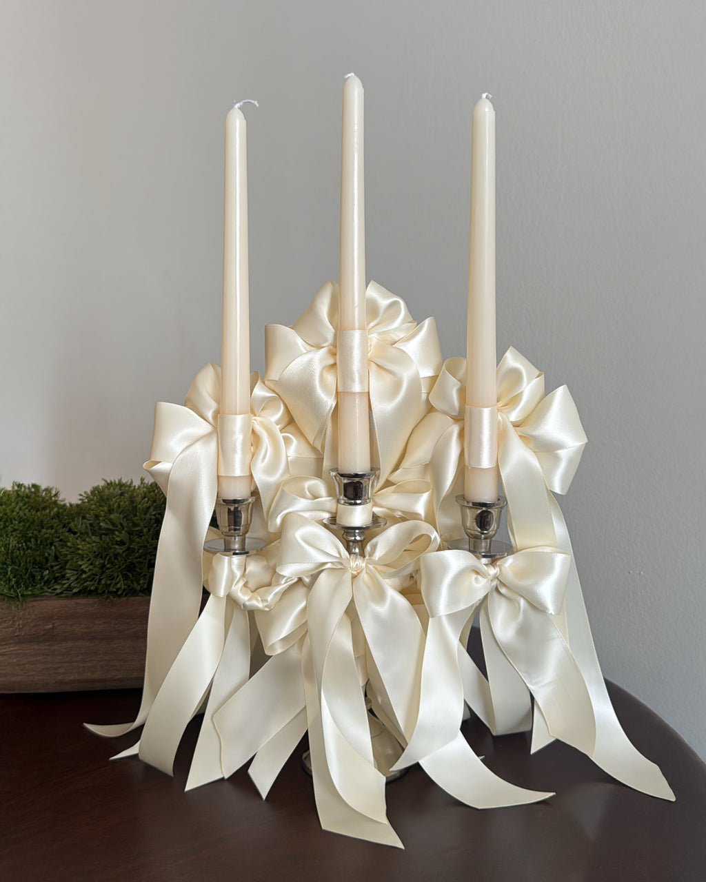 3-Arm Satin Bow Candelabra