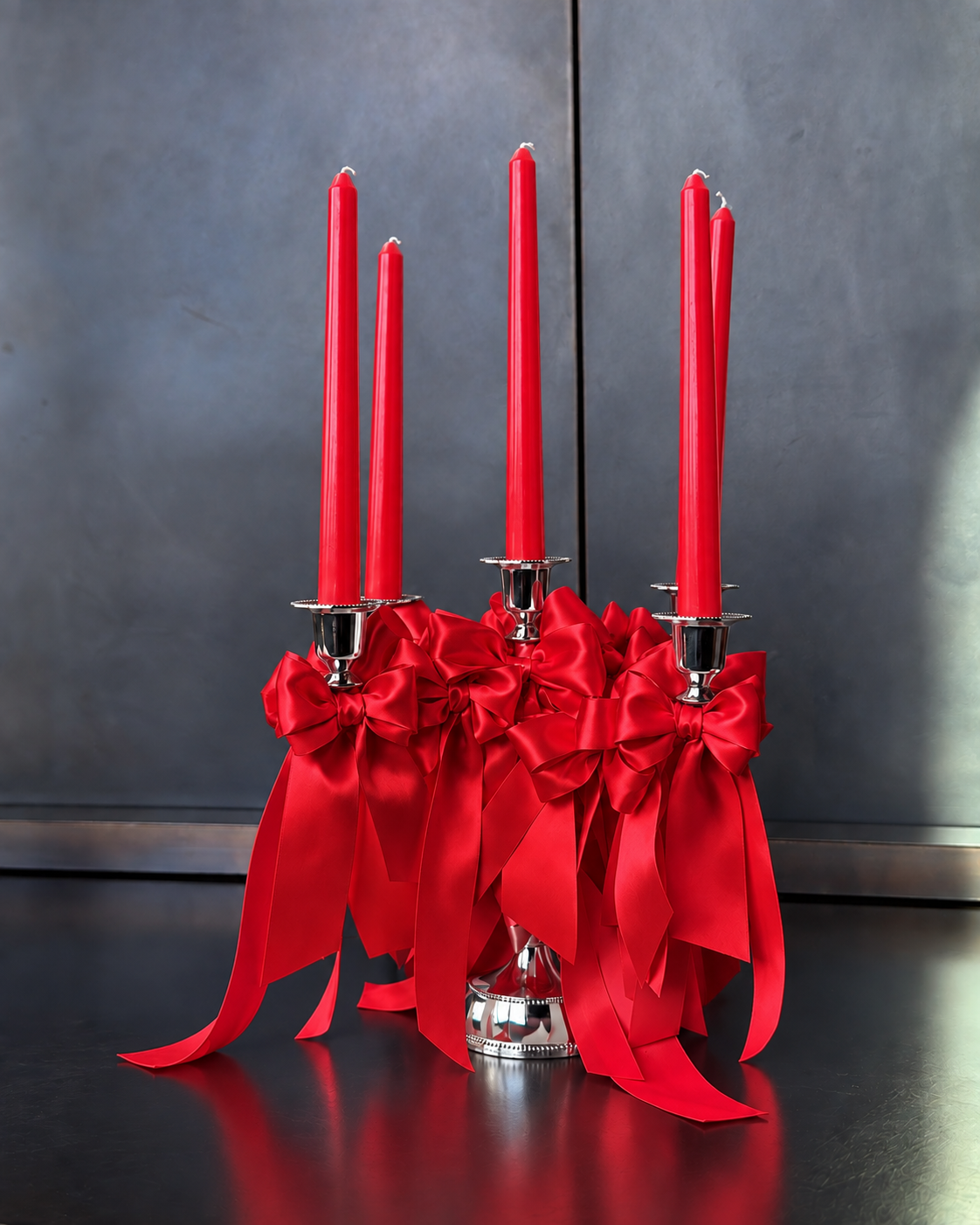 5-Arm Satin Bow Candelabra