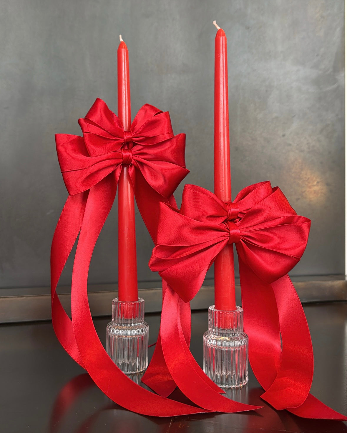 Satin Bow Taper Candles