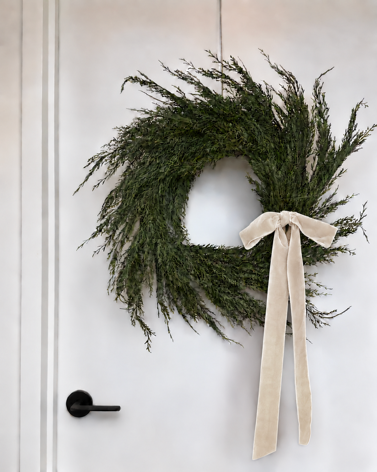 Velvet Clip-On Wreath Bow — Ivory