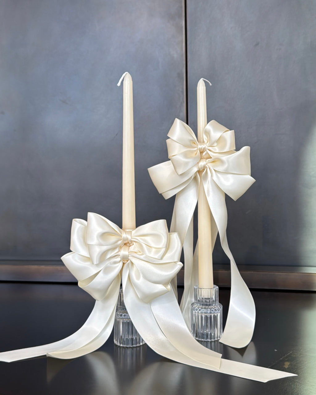 Satin Bow Taper Candles