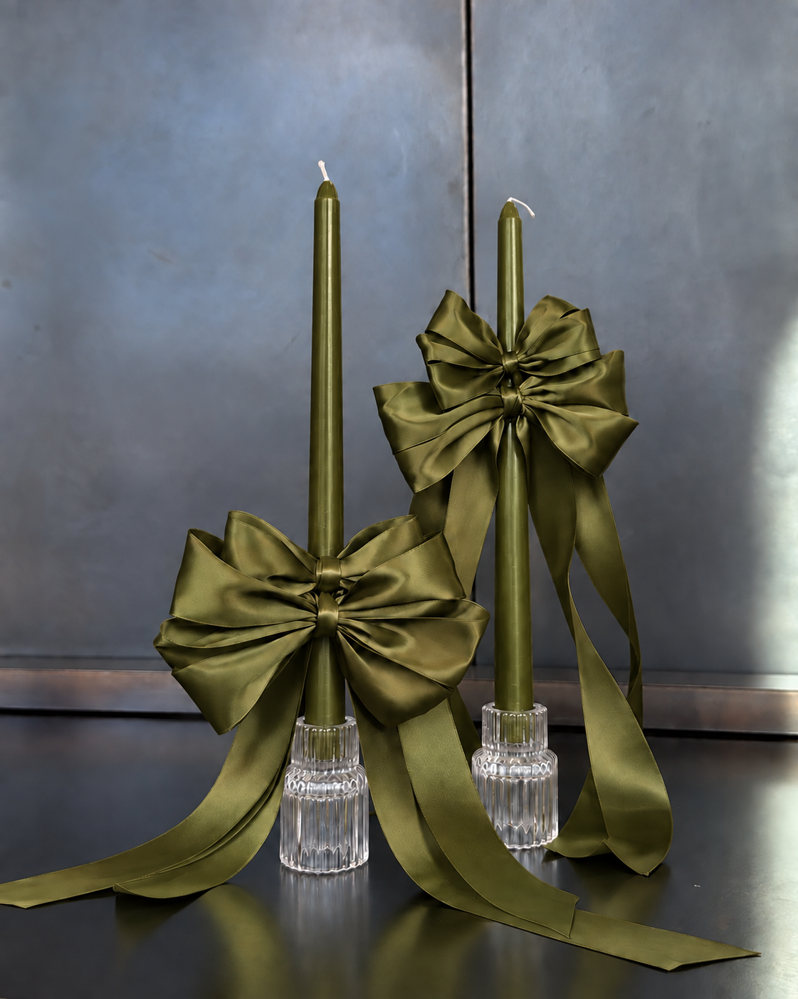 Satin Bow Taper Candles