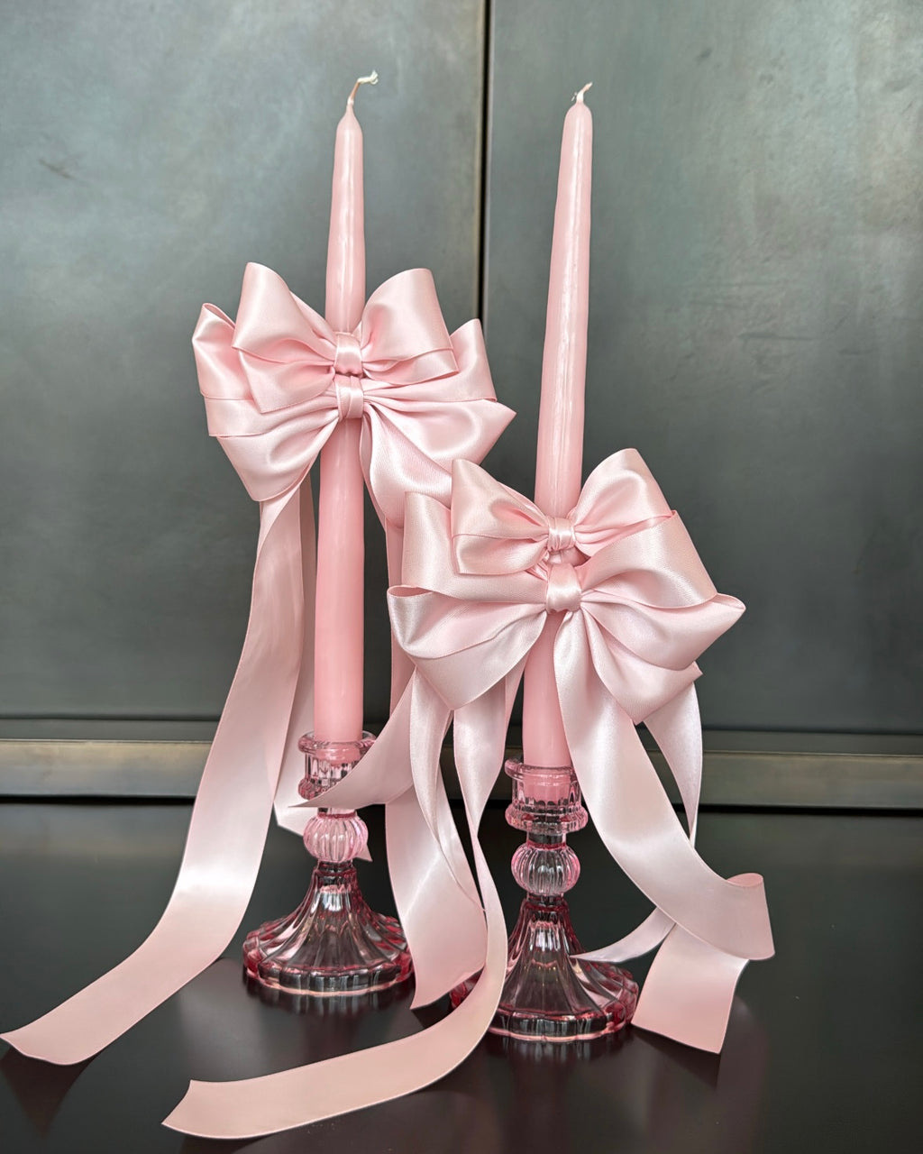 Satin Bow Taper Candles