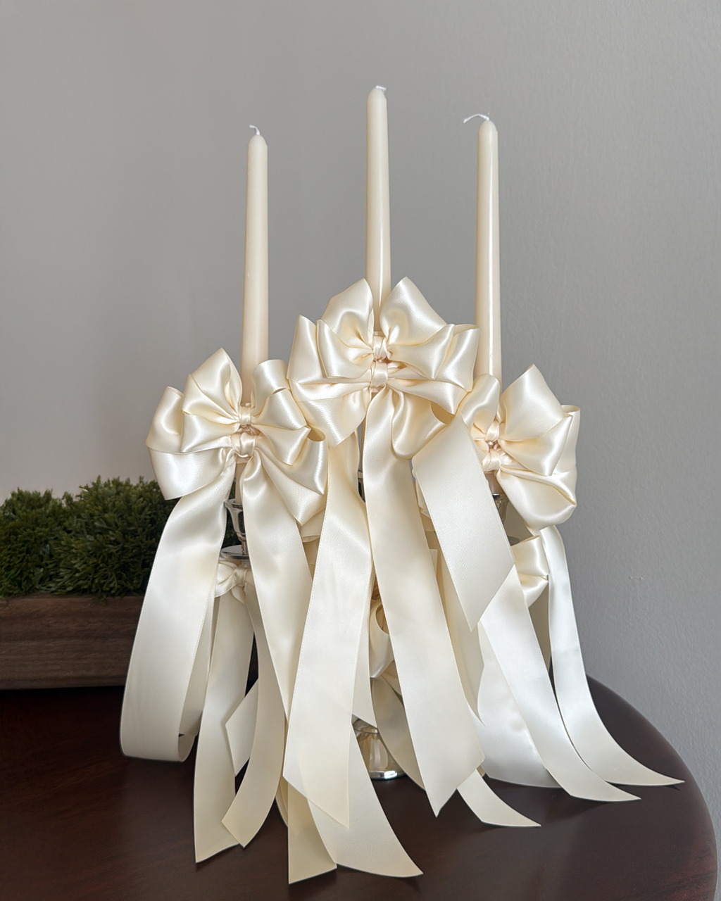 3-Arm Satin Bow Candelabra