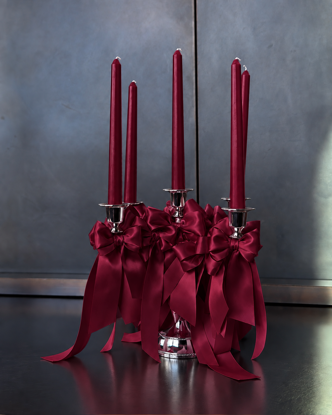 5-Arm Satin Bow Candelabra
