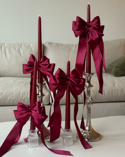 Satin Bow Taper Candles