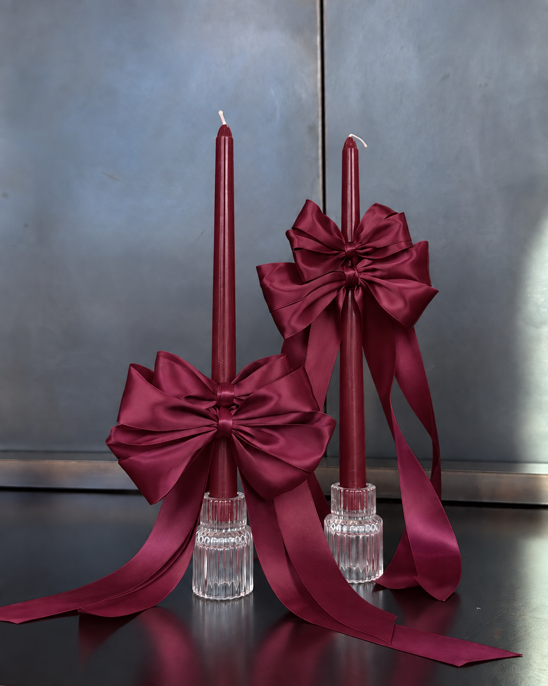 Satin Bow Taper Candles